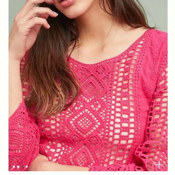 NWT Pink Shavonne Crochet Lace Top - Picture 4 of 14